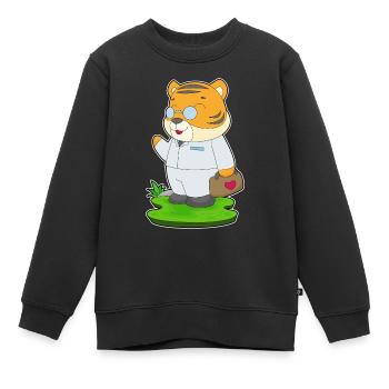 Trousse de premiers secours Tiger Doctor - Sweat Premium enfant bio - noir - Devant - AI Model Kid Female (0cm)
