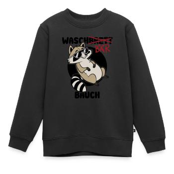 Waschbär Bauch - Waschbrett Bauch Geschenk - Kinder Premium Organic Sweatshirt - Schwarz - Vorne - AI Model Kid Female (0cm)