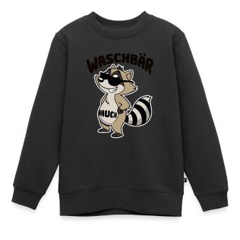 Waschbär Bauch - Waschbrett Bauch Cartoon - Kinder Premium Organic Sweatshirt - Schwarz - Vorne - AI Model Kid Female (0cm)