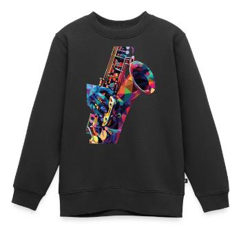 Saxophon - Kinder Premium Organic Sweatshirt - Schwarz - Vorne - AI Model Kid Female (0cm)