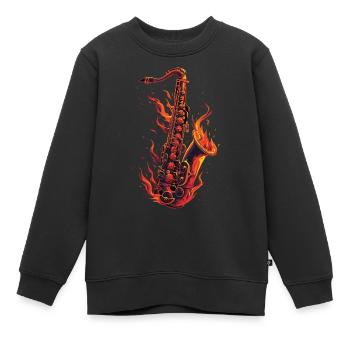 Saxophon - Kinder Premium Organic Sweatshirt - Schwarz - Vorne - AI Model Kid Female (0cm)