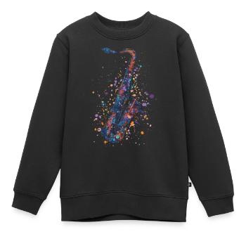 Saxophon - Kinder Premium Organic Sweatshirt - Schwarz - Vorne - AI Model Kid Female (0cm)