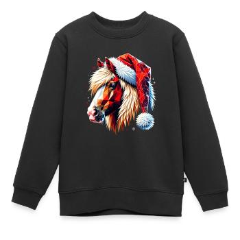Original Polygon Kunst Haflinger Pferd Weihnachten - Kinder Premium Organic Sweatshirt - Schwarz - Vorne - AI Model Kid Female (0cm)