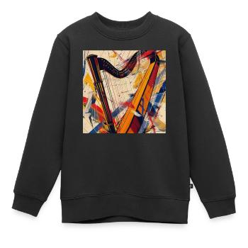 Harfe - Kinder Premium Organic Sweatshirt - Schwarz - Vorne - AI Model Kid Female (0cm)