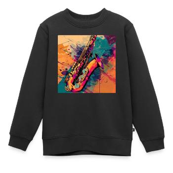 Saxophon - Kinder Premium Organic Sweatshirt - Schwarz - Vorne - AI Model Kid Female (0cm)