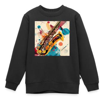 Saxophon - Kinder Premium Organic Sweatshirt - Schwarz - Vorne - AI Model Kid Female (0cm)