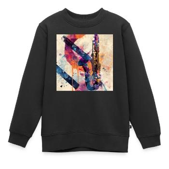 Saxophon - Kinder Premium Organic Sweatshirt - Schwarz - Vorne - AI Model Kid Female (0cm)