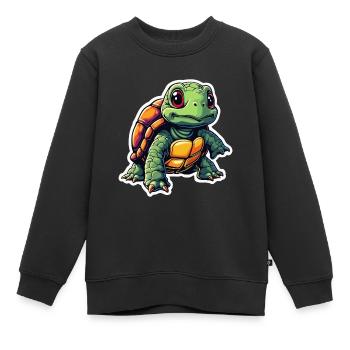 SCHILDKRÖTE - Kinder Premium Organic Sweatshirt - Schwarz - Vorne - AI Model Kid Female (0cm)