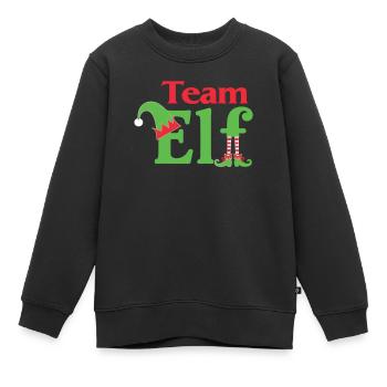 Équipe Elfe Onze Elfes Elfes Noël Onze Noël - Sweat Premium enfant bio - noir - Devant - AI Model Kid Female (0cm)