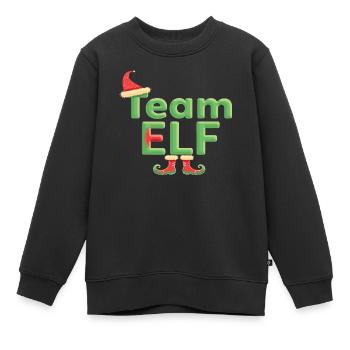 Équipe Elfe Onze Elfes Elfes Noël Onze Noël - Sweat Premium enfant bio - noir - Devant - AI Model Kid Female (0cm)