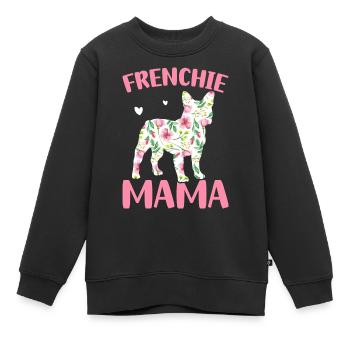 Bulldog Lover Français Chien Mama Frenchie - Sweat Premium enfant bio - noir - Devant - AI Model Kid Female (0cm)