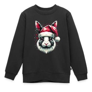 Polygon Kunst Hase trägt Weihnachtsmütze Original - Kinder Premium Organic Sweatshirt - Schwarz - Vorne - AI Model Kid Female (0cm)