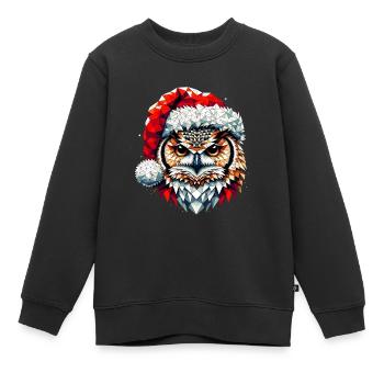 Polygon Kunst Eule Uhu Weihnachtsmütze Original - Kinder Premium Organic Sweatshirt - Schwarz - Vorne - AI Model Kid Female (0cm)