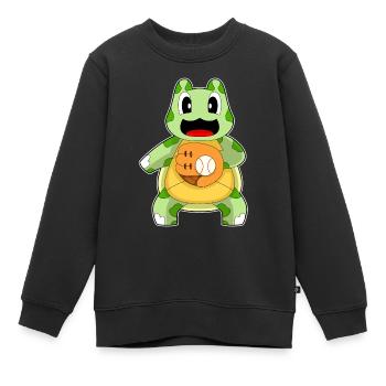 Gant de baseball Turtle - Sweat Premium enfant bio - noir - Devant - AI Model Kid Female (0cm)