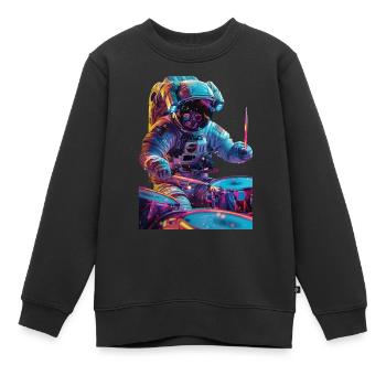 Astronaut Trommeln - Kinder Premium Organic Sweatshirt - Schwarz - Vorne - AI Model Kid Female (0cm)