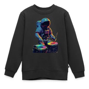 Astronaut Trommeln - Kinder Premium Organic Sweatshirt - Schwarz - Vorne - AI Model Kid Female (0cm)