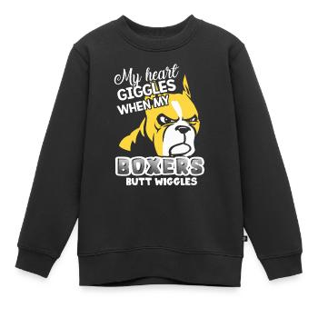 My Heart Giggles When My Boxers Butt Wiggles - Kids Premium Organic Sweatshirt - black - Front - AI Model Kid Female (0cm)