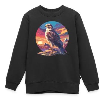 Falken Falke - Kinder Premium Organic Sweatshirt - Schwarz - Vorne - AI Model Kid Female (0cm)