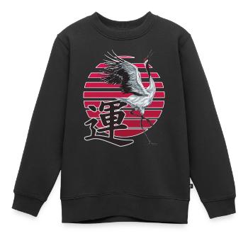 Grue de la Fortune – Style Japonais - Sweat Premium enfant bio - noir - Devant - AI Model Kid Female (0cm)