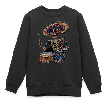 Mexikanisches Skelett Trommeln - Kinder Premium Organic Sweatshirt - Schwarz - Vorne - AI Model Kid Female (0cm)