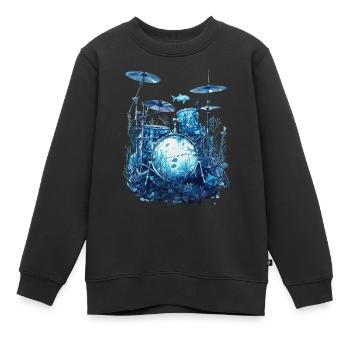 Fisch Trommeln - Kinder Premium Organic Sweatshirt - Schwarz - Vorne - AI Model Kid Female (0cm)