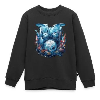Fisch Trommeln - Kinder Premium Organic Sweatshirt - Schwarz - Vorne - AI Model Kid Female (0cm)