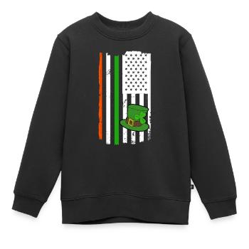 Happy St. Patrick's Day Kleeblätter - Kinder Premium Organic Sweatshirt - Schwarz - Vorne - AI Model Kid Female (0cm)