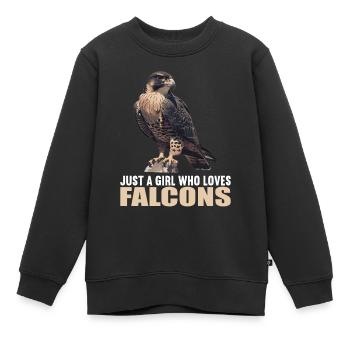 Falken Falke - Kinder Premium Organic Sweatshirt - Schwarz - Vorne - AI Model Kid Female (0cm)