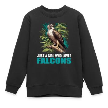 Falken Falke - Kinder Premium Organic Sweatshirt - Schwarz - Vorne - AI Model Kid Female (0cm)