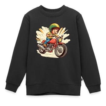 Moto pour enfants Design - Sweat Premium enfant bio - noir - Devant - AI Model Kid Female (0cm)