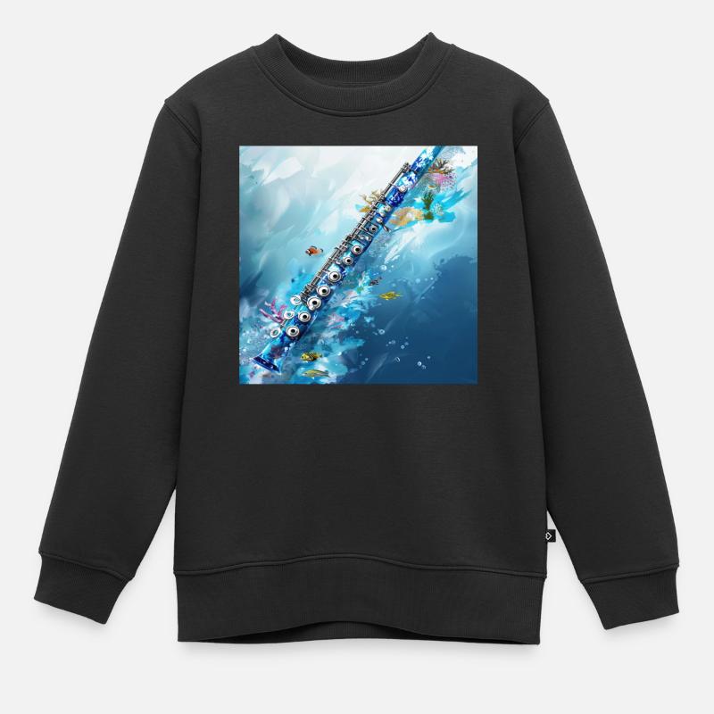 Fisch Flöte - Kinder Premium Organic Sweatshirt - Schwarz