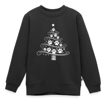 Weihnachtsbaum Pfote Pfotenabdruck Hund Katze Wau - Kinder Premium Organic Sweatshirt - Schwarz - Vorne - AI Model Kid Female (0cm)