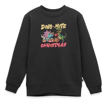 Dinosaure Noël Dino-Mite Noël - Sweat Premium enfant bio - noir - Devant - AI Model Kid Female (0cm)