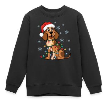 Treeing Walker Coonhound Noël Lumières Noël - Sweat Premium enfant bio - noir - Devant - AI Model Kid Female (0cm)