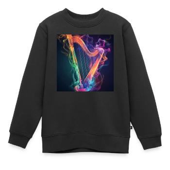 Harfe - Kinder Premium Organic Sweatshirt - Schwarz - Vorne - AI Model Kid Female (0cm)
