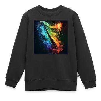 Harfe - Kinder Premium Organic Sweatshirt - Schwarz - Vorne - AI Model Kid Female (0cm)