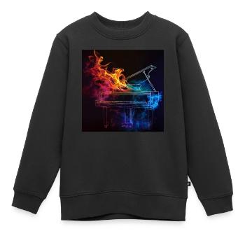 Klavier - Kinder Premium Organic Sweatshirt - Schwarz - Vorne - AI Model Kid Female (0cm)