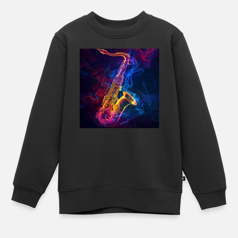 Saxophon - Kinder Premium Organic Sweatshirt - Schwarz