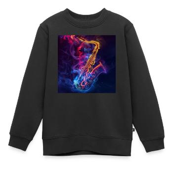 Saxophon - Kinder Premium Organic Sweatshirt - Schwarz - Vorne - AI Model Kid Female (0cm)