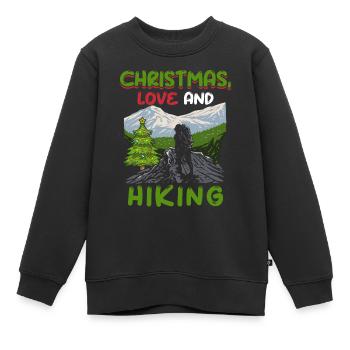Frohes Fest Weihnachten, Liebe & Wandern - Kinder Premium Organic Sweatshirt - Schwarz - Vorne - AI Model Kid Female (0cm)
