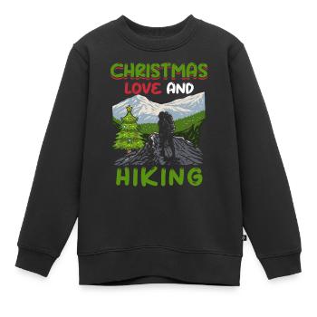 Frohes Fest Weihnachten, Liebe & Wandern - Kinder Premium Organic Sweatshirt - Schwarz - Vorne - AI Model Kid Female (0cm)