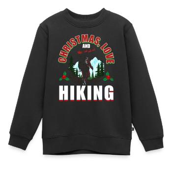 Frohes Fest Weihnachten, Liebe & Wandern - Kinder Premium Organic Sweatshirt - Schwarz - Vorne - AI Model Kid Female (0cm)