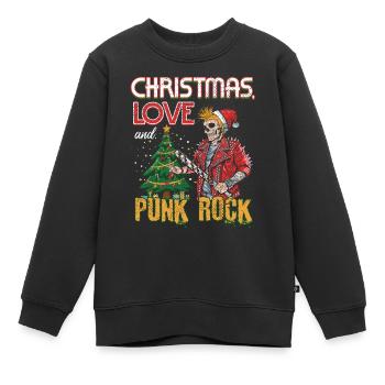 Rocking Christmas : Concert Père Noël Punk Rock - Sweat Premium enfant bio - noir - Devant - AI Model Kid Female (0cm)
