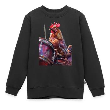 Hahn Trommeln - Kinder Premium Organic Sweatshirt - Schwarz - Vorne - AI Model Kid Female (0cm)