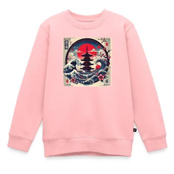 Traditionelle Japanische Pagode, - Kinder Premium Organic Sweatshirt - Rosa - Vorne - AI Model Kid Female (0cm)