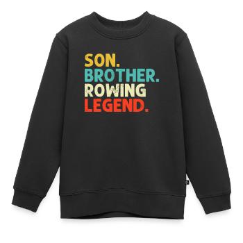 fils, frère, rameur, fils et frère, barreur rétro - Sweat Premium enfant bio - noir - Devant - AI Model Kid Female (0cm)