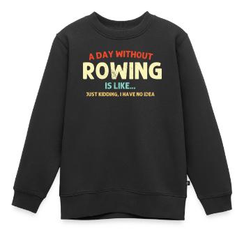 Une journée sans aviron barreur rétro rameur drôle - Sweat Premium enfant bio - noir - Devant - AI Model Kid Female (0cm)