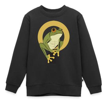 Frosch, lieblingstier sumpf see teich, Kaulquappe - Kinder Premium Organic Sweatshirt - Schwarz - Vorne - AI Model Kid Female (0cm)