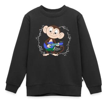Sock Monkey Plays Ukulele Hula - Kids Premium Organic Sweatshirt - black - Front - AI Model Kid Female (0cm)