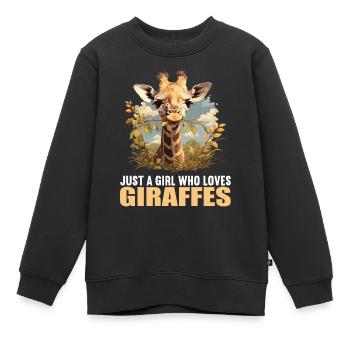 Giraffen Giraffe - Kinder Premium Organic Sweatshirt - Schwarz - Vorne - AI Model Kid Female (0cm)